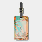 PixDezines hawaiiaanse strandscène/blauwgroen Bagagelabel (Voorkant verticaal)