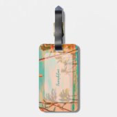 PixDezines hawaiiaanse strandscène/blauwgroen Bagagelabel (Achterkant verticaal)