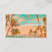 PixDezines  hawaiiaanse strandscène/blauwgroen Visitekaartje (Achterkant)