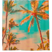 PixDezines  Hawaiian Beach/Blauwgroen Douchegordijn (Voorkant)