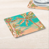 PixDezines  Hawaiian Beach/Blauwgroen Kartonnen Onderzetters (Schuin)