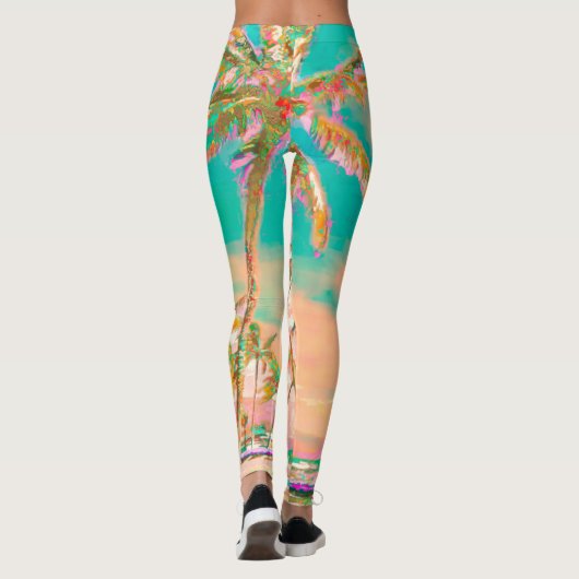 PixDezines  Hawaiian Beach/Blauwgroen Leggings (Achterkant)