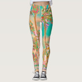 PixDezines  Hawaiian Beach/Blauwgroen Leggings (Voorkant)