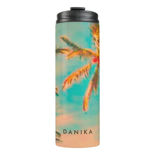 PixDezines  Hawaiian Beach/Blauwgroen Thermosbeker (Voorkant)