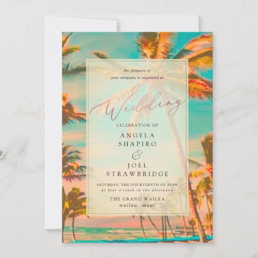PixDezines  HAWAIIAN BEACH/BLAUWGROEN Uitnodiging (Voorkant)