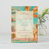 PixDezines  HAWAIIAN BEACH/BLAUWGROEN Uitnodiging (Staand voorkant)