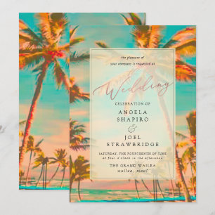 PixDezines HAWAIIAN BEACH/BLAUWGROEN Uitnodiging