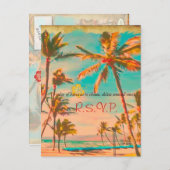 PixDezines  Hawaiian Beach/blauwgroen Uitnodiging Briefkaart (Voorkant / Achterkant)