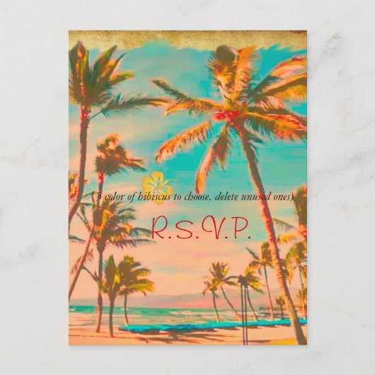 PixDezines  Hawaiian Beach/blauwgroen Uitnodiging Briefkaart (Voorkant)