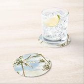 PixDezines  Hawaiian Beach/Blue Ronde Kartonnen Onderzetter (Insitu)