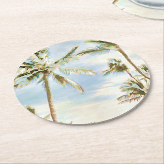 PixDezines Hawaiian Beach/Blue Ronde Kartonnen Onderzetter
