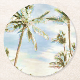 PixDezines  Hawaiian Beach/Blue Ronde Kartonnen Onderzetter
