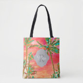 PixDezines  Hawaiian Beach/Coral/Blauwgroen Tote Bag (Voorkant)