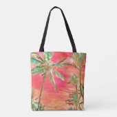 PixDezines  Hawaiian Beach/Coral/Blauwgroen Tote Bag (Achterkant)