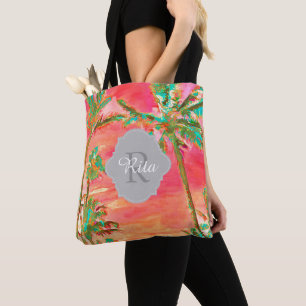 PixDezines  Hawaiian Beach/Coral/Blauwgroen Tote Bag