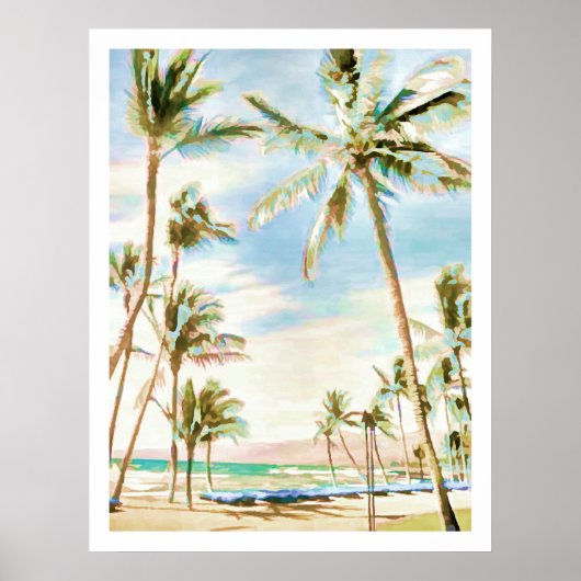 PixDezines Hawaiian Beach/Light Blue Poster (Voorkant)