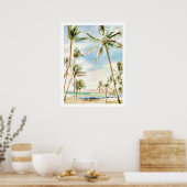 PixDezines Hawaiian Beach/Light Blue Poster (Keuken)