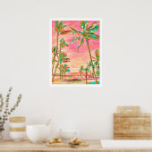 PixDezines  Hawaiian Beach/Persimmon Poster (Keuken)