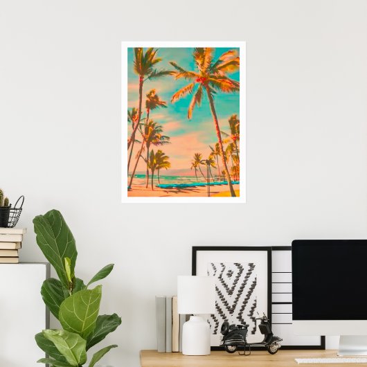 PixDezines  Hawaiian Beach Poster (Thuiskantoor)
