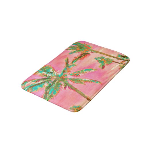 PixDezines  Hawaiian Beach/roze Badmat (Gekanteld)