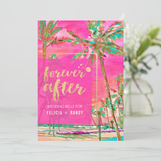 PixDezines  Hawaiian Beach/roze/Blauwgroen Kaart (Staand voorkant)