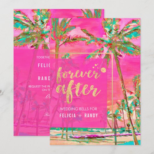 PixDezines Hawaiian Beach/roze/Blauwgroen Kaart (Voorkant / Achterkant)