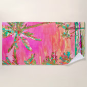 PixDezines  Hawaiian Beach/roze/Blauwgroen Strandlaken (Voorkant)