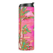 PixDezines  Hawaiian Beach/roze/Blauwgroen Thermosbeker (Gedraaid links)