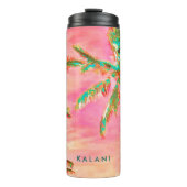 PixDezines  Hawaiian Beach/roze/Blauwgroen Thermosbeker (Voorkant)