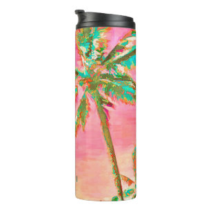 PixDezines  Hawaiian Beach/roze/Blauwgroen Thermosbeker
