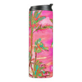 PixDezines  Hawaiian Beach/roze/Blauwgroen Thermosbeker (Gedraaid links)