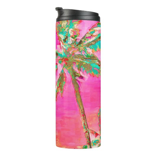 PixDezines  Hawaiian Beach/roze/Blauwgroen Thermosbeker (Geroteerd rechts)