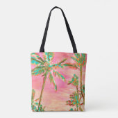 PixDezines  Hawaiian Beach/roze/Blauwgroen Tote Bag (Achterkant)