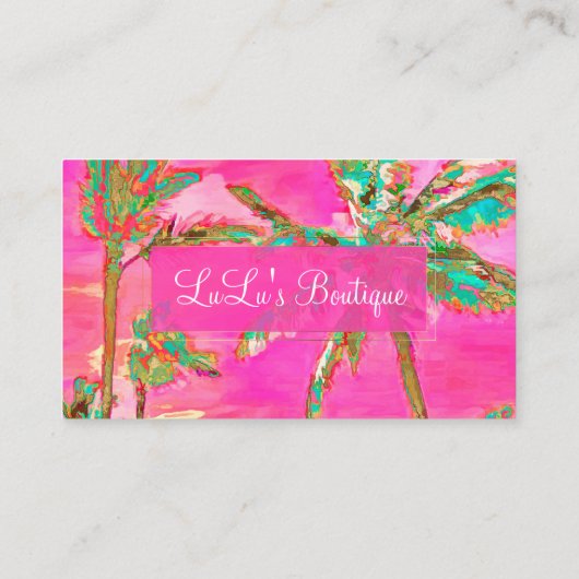 PixDezines  Hawaiian Beach/roze/Blauwgroen Visitekaartje (Achterkant)