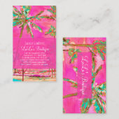PixDezines Hawaiian Beach/roze/Blauwgroen Visitekaartje (Voorkant / Achterkant)