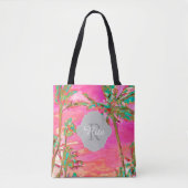 PixDezines  Hawaiian Beach/roze Tote Bag (Voorkant)