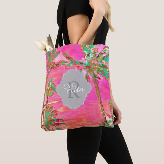 PixDezines  Hawaiian Beach/roze Tote Bag (Dichtbij)