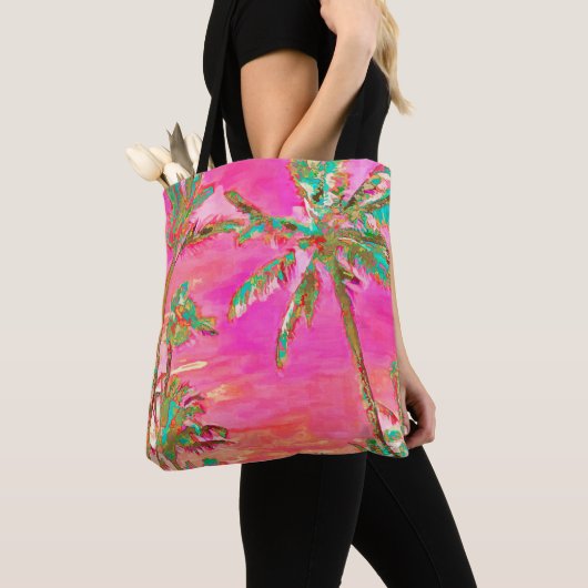 PixDezines Hawaiian Beach/roze Tote Bag (Dichtbij)
