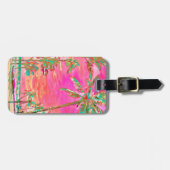PixDezines Hawaiian Beach Scene/Roze Bagagelabel (Voorkant horizontaal)