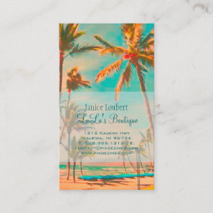 PixDezines Hawaiian Beach Scene Visitekaartje