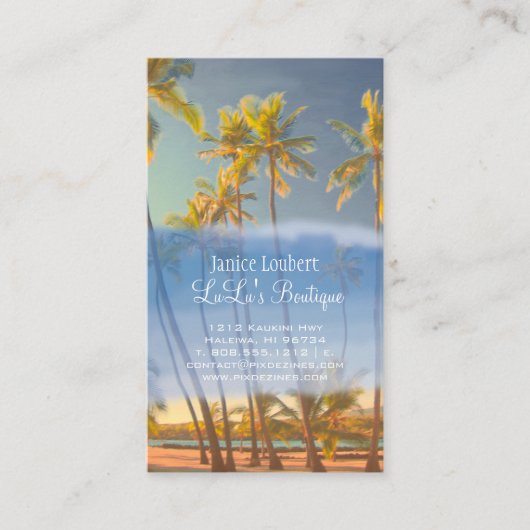 PixDezines Hawaiian Beach Scene Visitekaartje (Voorkant)