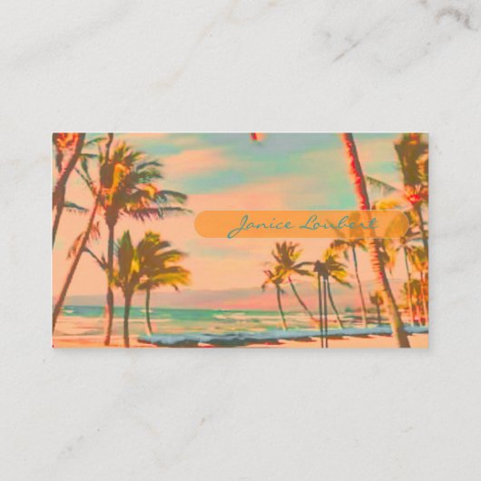 PixDezines  Hawaiian Beach Scene Visitekaartje (Achterkant)