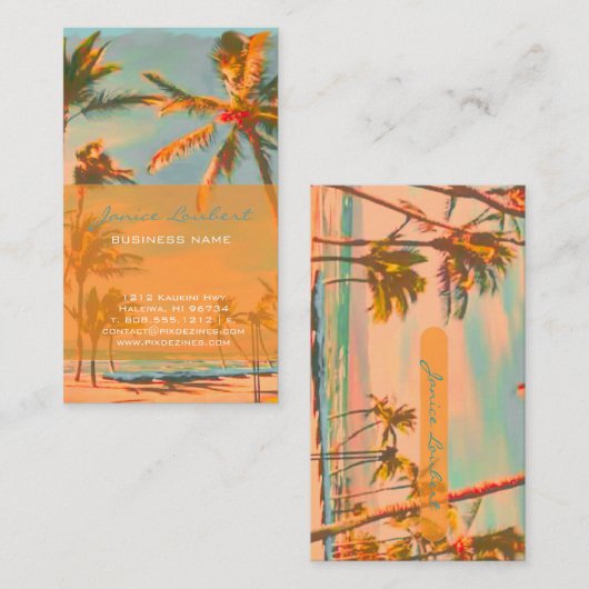 PixDezines Hawaiian Beach Scene Visitekaartje (Voorkant / Achterkant)