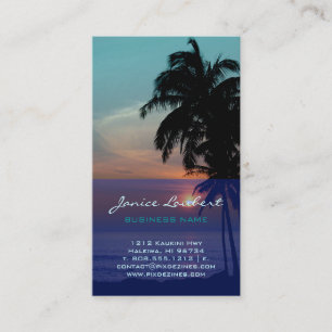 PixDezines Hawaiian Beach Sunset/Tropisch Paradise Visitekaartje