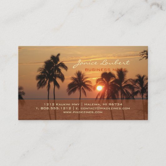 PixDezines Hawaiian Beach Sunset Visitekaartje (Voorkant)