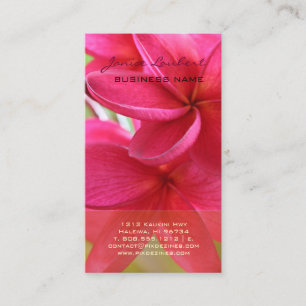 PixDezines HAWAIIAN HOT PINK PLUMERIA Visitekaartje