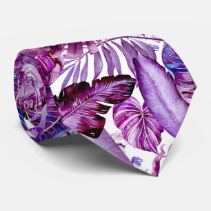 PixDezines Hawaiian Jungle Merlot Paarse Gebladert Stropdas