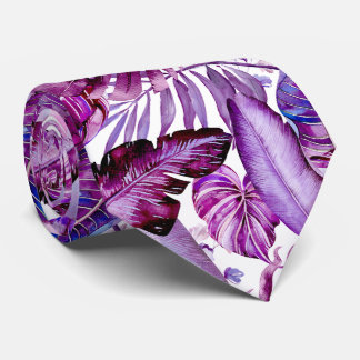 PixDezines Hawaiian Jungle Merlot Paarse Gebladert Stropdas