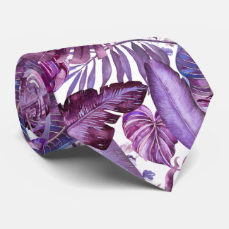PixDezines Hawaiian Jungle Merlot Paarse Gebladert Stropdas