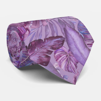 PixDezines Hawaiian Jungle Paarse Schaduwen Geblad Stropdas